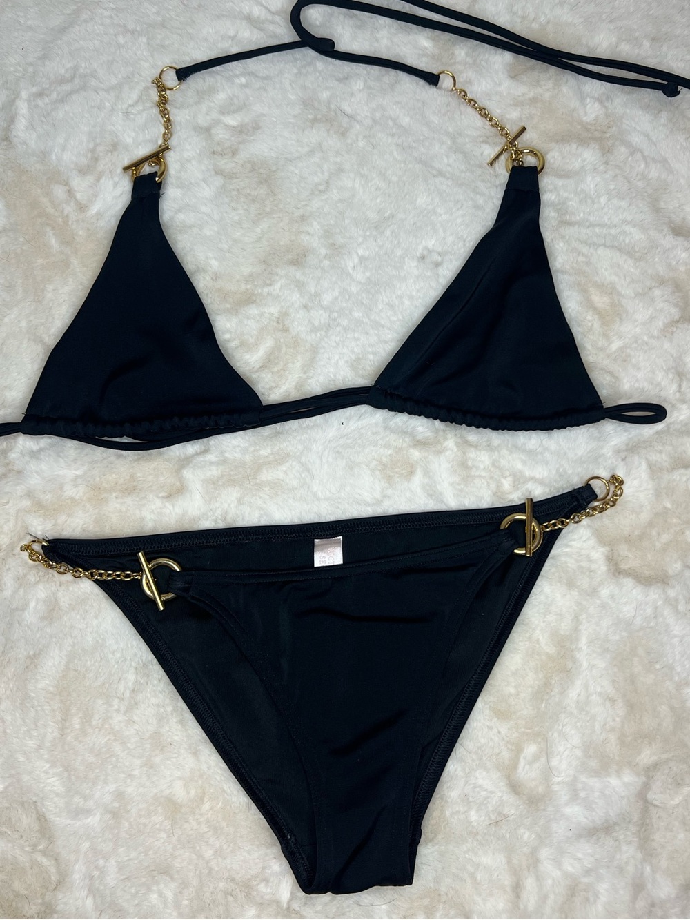 Victoria’s Secret Black Gold Chain Detail Bikini Set XS